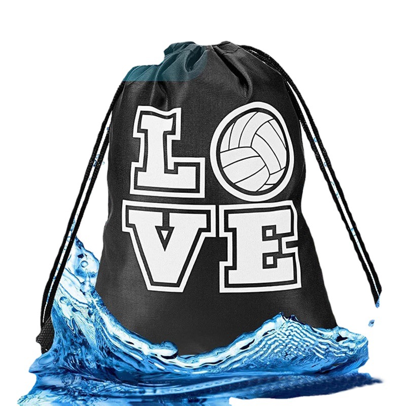 Volleyball Polyester Drawstring Backpack Oxford Waterproof Portable Storage Bag Drawstring Bag in Stock