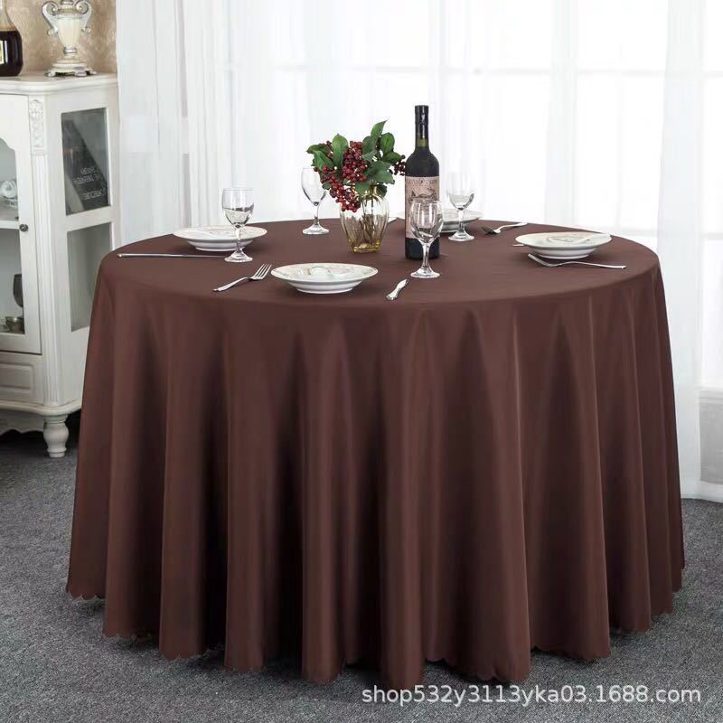 Picture of Large Round Table Restaurant Tablecloth Hotel Restaurant Banquet Family Usable Round Wedding European Tablecloth Table Cover Cross-Border