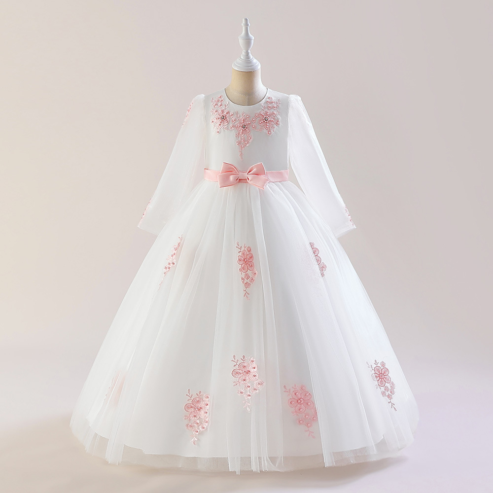 2024 Children's Princess Dress Wedding Dress Big Children's Performance dress Puffy Yarn Long Dress Girls Flower Girl Dress