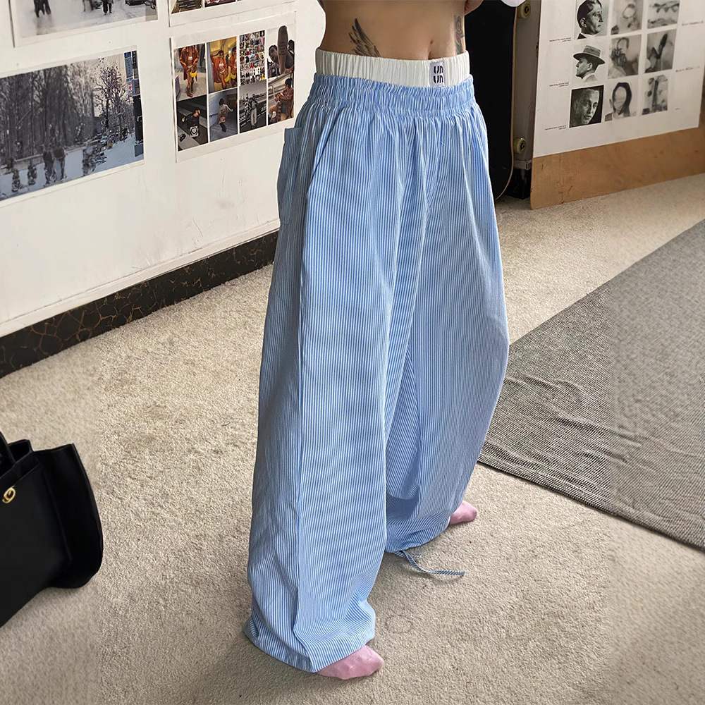 2025 New Loose Casual Pants for Men Korean Style Trendy Versatile Pants Summer Thin Drape Wide-Leg Floor-Length Trousers