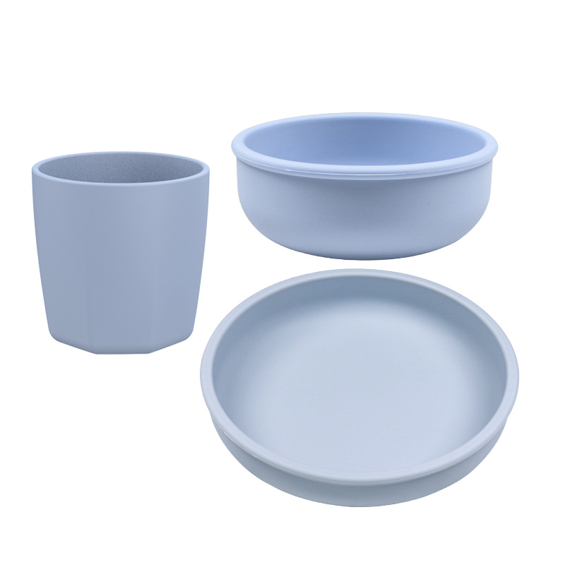 Picture of Wholesale Nordic simple silicone children's tableware suit silicone plate complementary bowl children's fork spoon plate set of 5