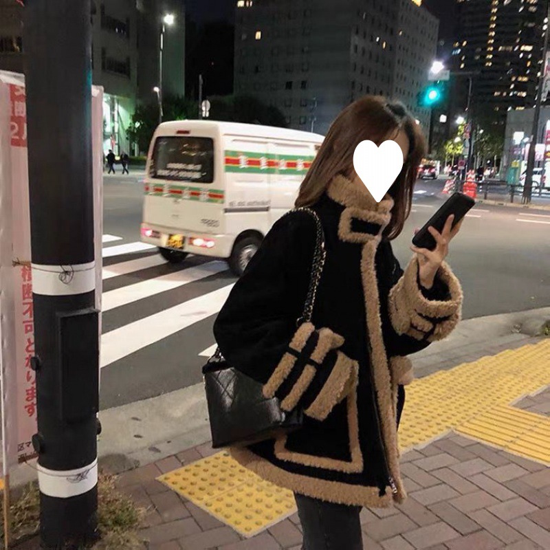 2023 Fur One Plush Thickened Jacket Autumn and Winter Korean Loose Short Lamb Wool Thickened Jacket for Women