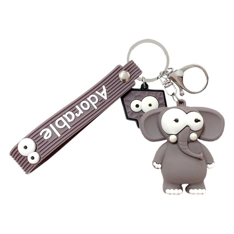 Elephant Calf Cartoon Keychain Silicone Doll Doll Car Key Pendant Creative School Bag Pendant Keychain