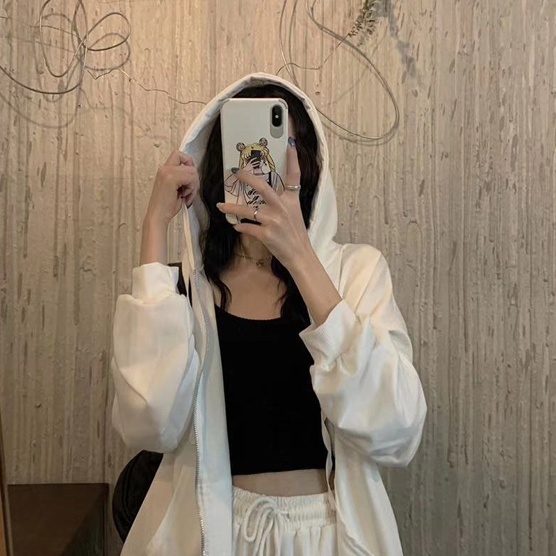 Picture of Fashionable Casual Small Loose Zipper Cardigan Thin Sweater Jacket 2025 Autumn New Easiest for Match Long Sleeve Gray Women