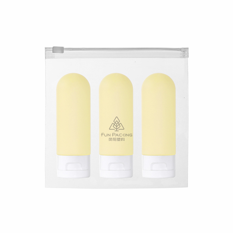 Picture of Travel wash and care suit three-piece PE suede hose bottle portable skin care products wash squeeze facial cleanser sub-bottle