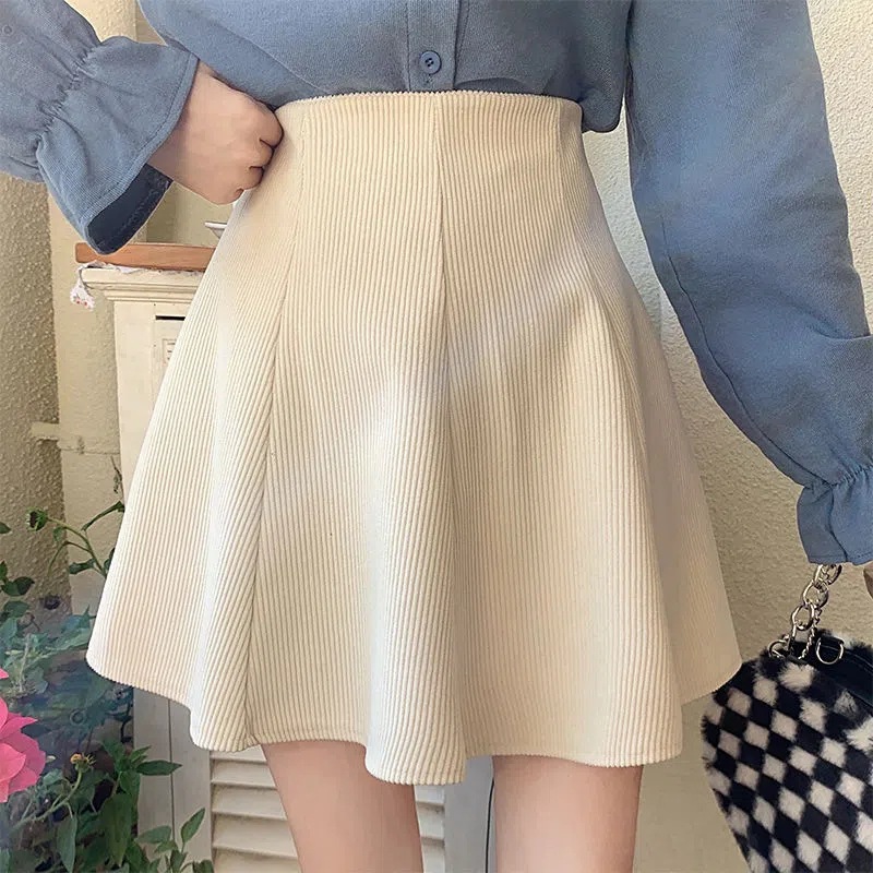 High Waist Covering Corduroy Umbrella Skirt Small plus size Pengpeng Slim A- Line Skirt Hip Wrap Skirt chubby girl