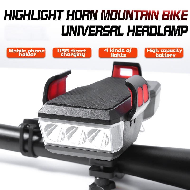 Bicycle mobile phone bracket lamp riding headlight horn bicycle equipment lamp charging treasure fixed multi-function bracket
