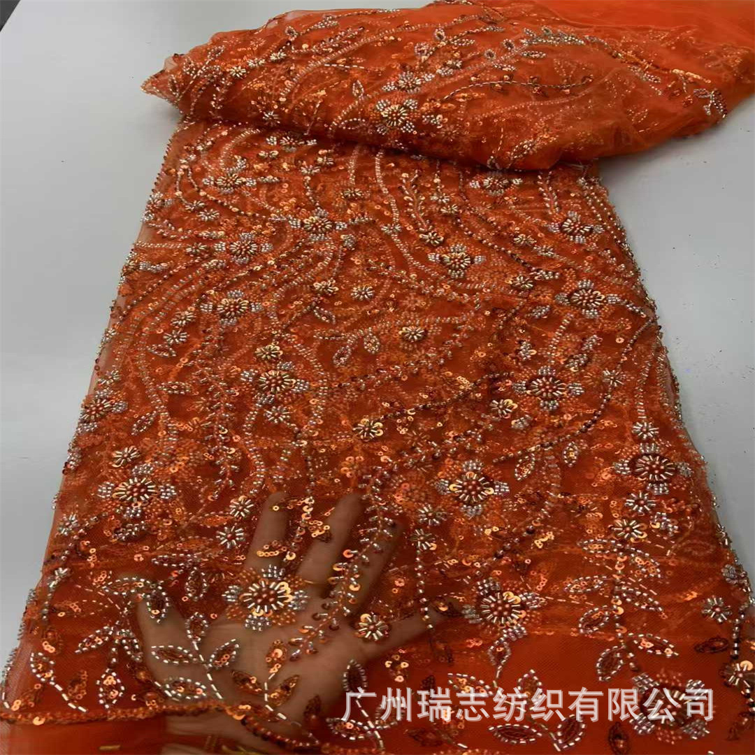 Picture of Full-Width Sequin Embroidered Fabric Lace Ethnic Lace Fashion Banquet Dress Fabric Embroidery Lace