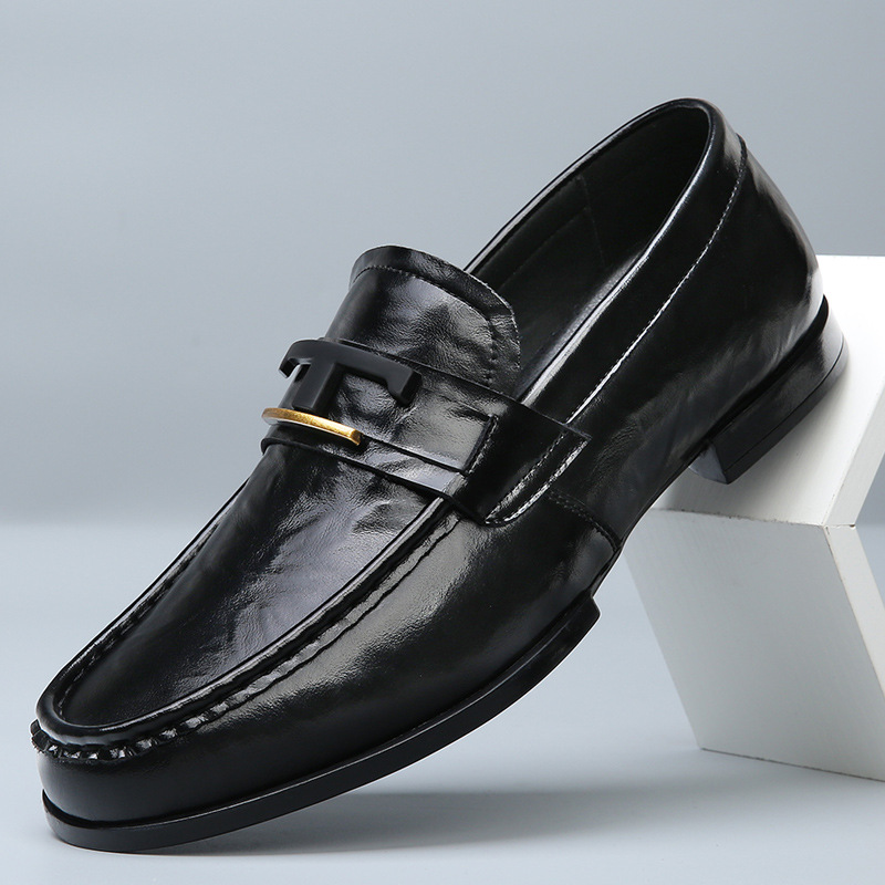 Men's Shoes Autum Breathable Loafers 2025 New Genuine Leather Beanie Shoes British Business Formal Wear Men's Casual Leather Shoes