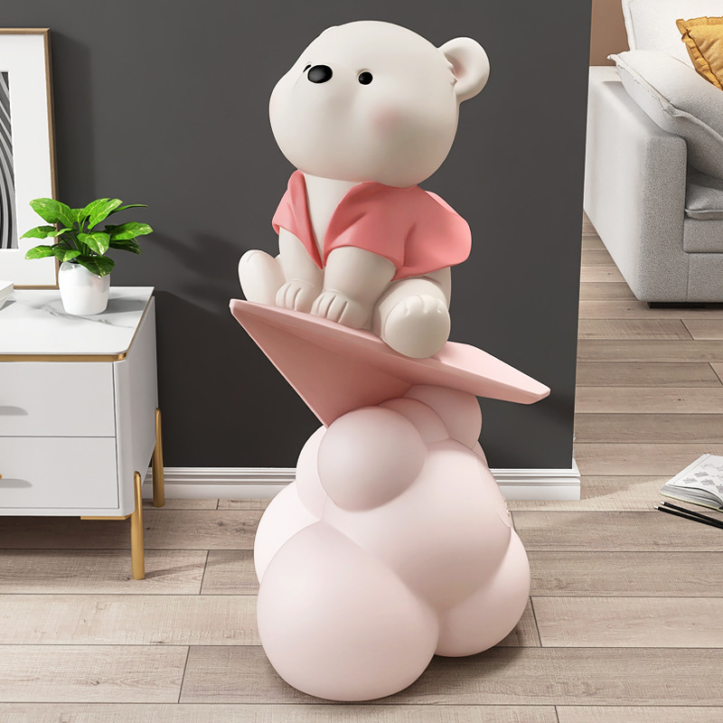 Picture of Creative Bear Moving Gift Large Floor-Standing Ornaments Living Room Tv Cabinet Next to the Sofa Accessible Luxury Home Decorations