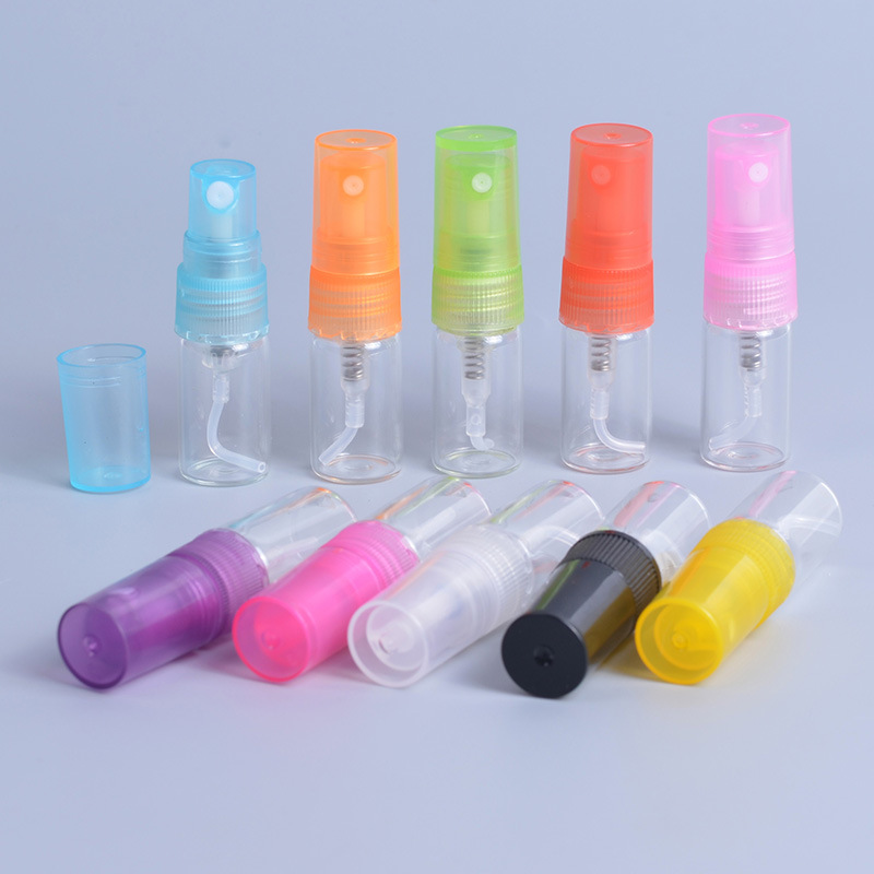 Picture of 2.3.5.10ml small sample glass perfume bottle transparent plastic nozzle multi-color pull tube frosting trial spray bottle