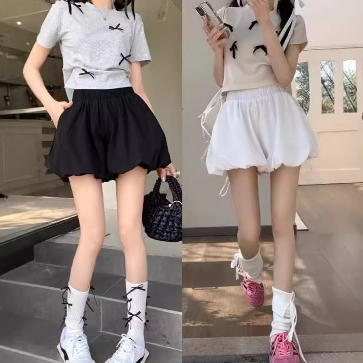 Picture of High-Waisted Lantern Pants for Women, Summer Thin Skirt Pants, 2024 New Style Culottes, Five-Point Floral Shorts, Elegant and Graceful