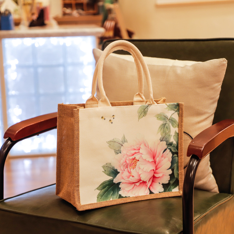 Linen bag printed LOGO clothing handbag custom art DIY manufacturers wholesale good linen jute bag