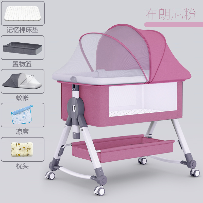 Picture of Baby Bed Neonatal Bed Splicing Big Bed Baby Shaker bb Children's Bed Multi-functional Mobile Foldable Bed