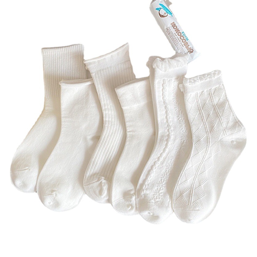White socks women's cute Japanese style jk socks lolita lace socks ins trendy summer mid-tube socks spring and summer thin