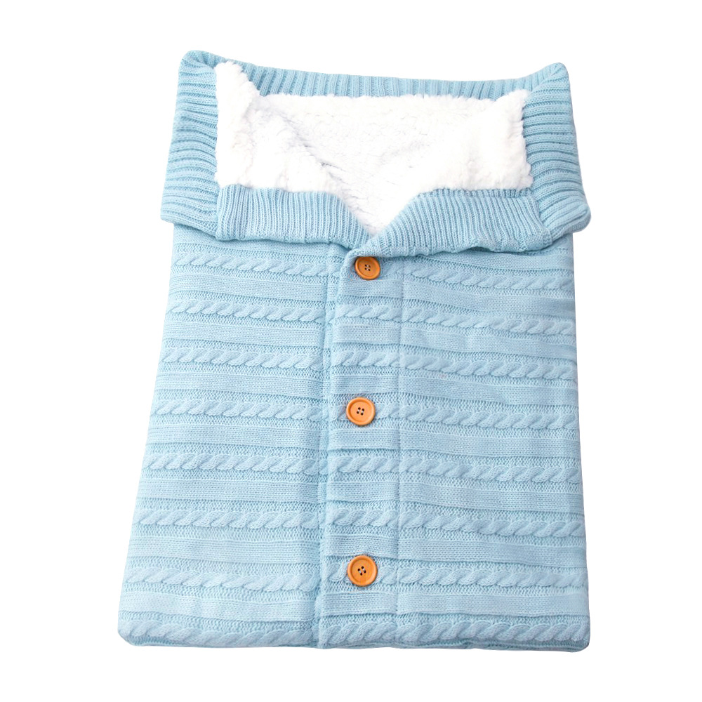 Picture of Wool Knitted Velvet Thickeneded Button Sleeping Bag, Warm and Anti-Jump Sleeping Bag, Baby Outdoor Stroller Sleeping Bag