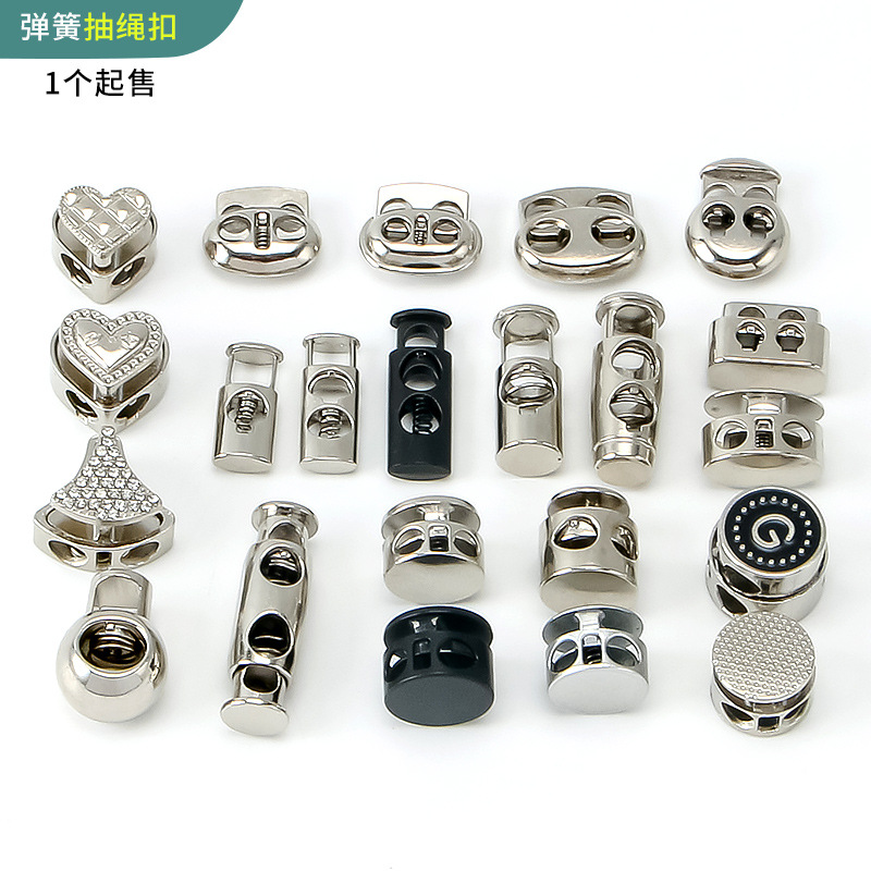 Factory wholesale metal buckle spring buckle adjustment down jacket trouser leg drawstring waist closing buckle hat fixing buckle
