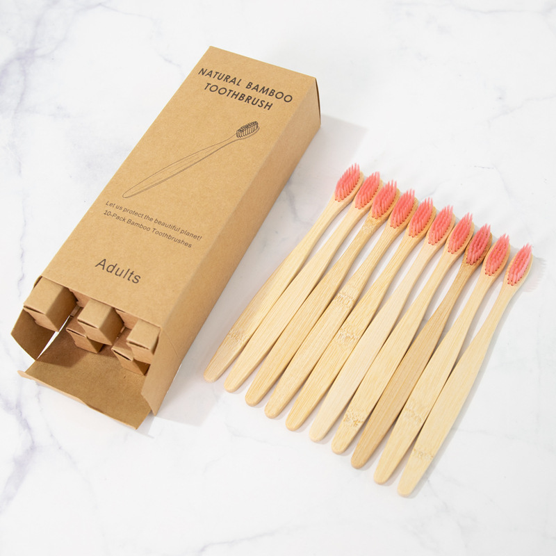 Picture of Children and Adults Disposable 10-Pack 4-Pack Toothbrushes Hotel Bamboo Charcoal Hard Bristles Soft Bristles Bamboo Portable Eco-Friendly Material