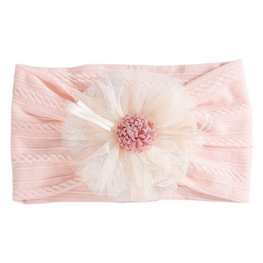 Amazon Direct Supply Cross-border Children Hair Accessories Warm Color Jacquard Nylon Hair Band Mesh Ribbon Sunflower Baby Headscarf