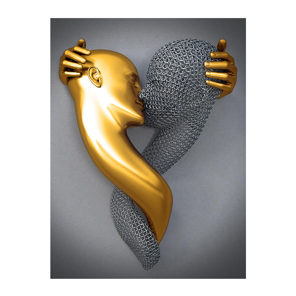Picture of Scandinavian Home Decoration Canvas Painting Metal Character Statue Poster Hanging Painting Wall Frameless Painting Core Creative Metal