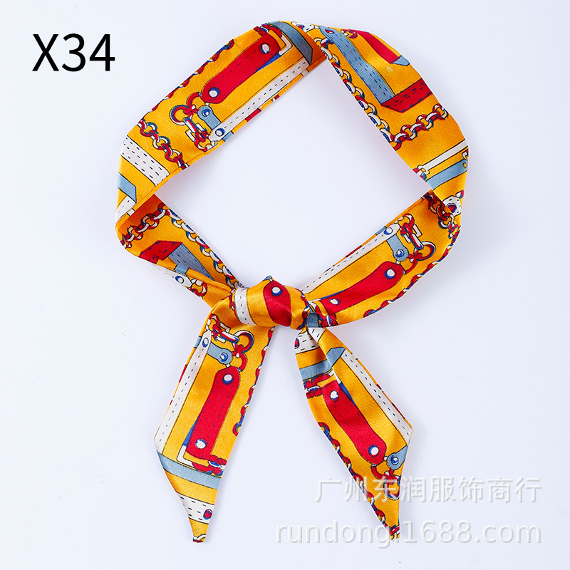 Picture of Silk Scarf Wholesale Long Beveled Small Silk Scarf Double-layer All-match Hair Belt Ribbon Decoration Tie Bag Hand Gift Box Silk Scarf