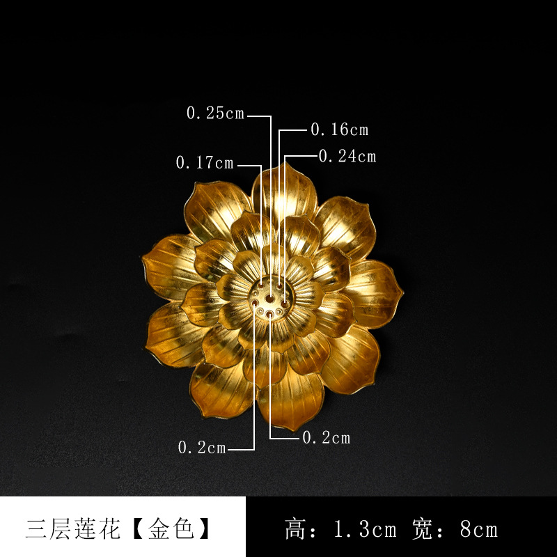 Picture of Alloy porous lotus incense holder Zen thread incense holder household tea set accessories sandalwood burner incense tray