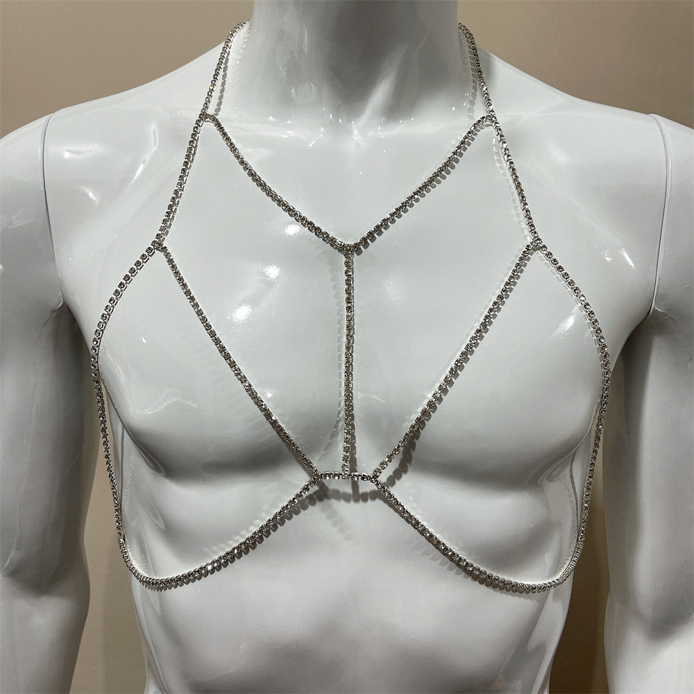 Picture of Europe and the United States cross-border hot rhinestone cross bra chain summer beach sexy crystal body chain accessories claw chain wholesale