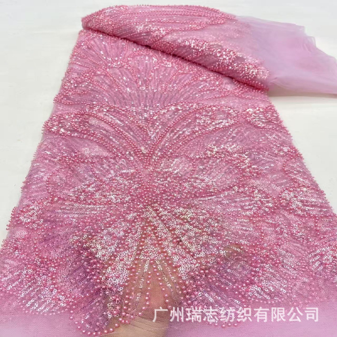 French lace fabric fashion French butterfly large flower shape bubble bead wedding dress fashion lace fabric