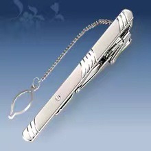 Picture of Metal tie clip men's suit chain 140 simple flower type business atmosphere with drill tie clip