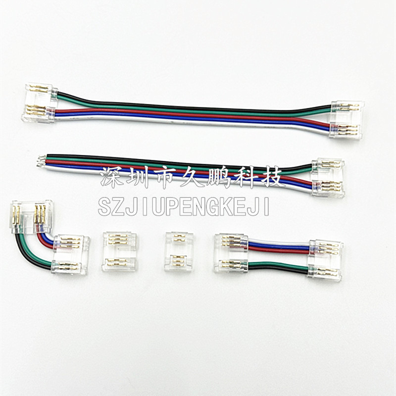 12mm Cob 5P Crystal Transparent Rgb/Rgbw Colorful Light Strip Solderless Connector L-Shaped Corner Buckle with Wire