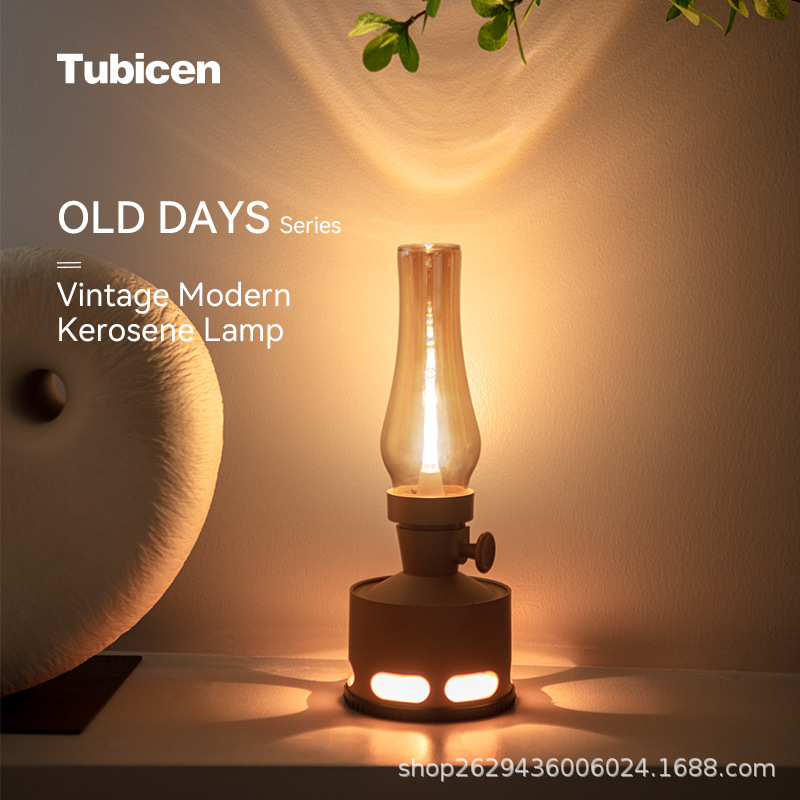 Tubicen Table Lamp Bedroom Atmosphere Retro Night Light Master Bedroom Romantic Accessible Luxury High-End Rechargeable Bedside Lamp