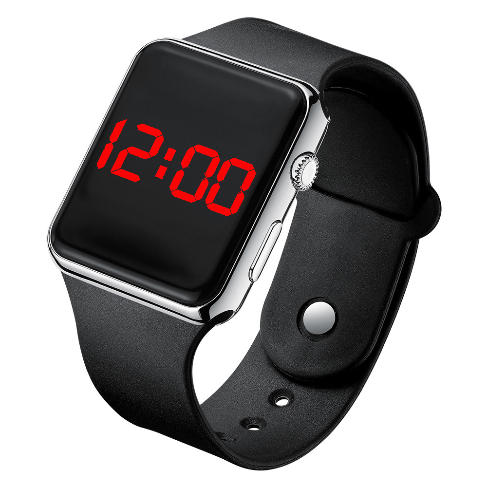 Picture of Fashionable and Simple Universal Square Led Black Watch Student Waterproof Luminous Electroplated Sunglasses Sports Digital Watch