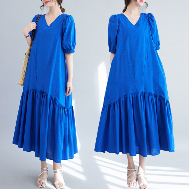 2023 Summer New Korean Style Large Size Loose Slimming Dress for Chubby Girls