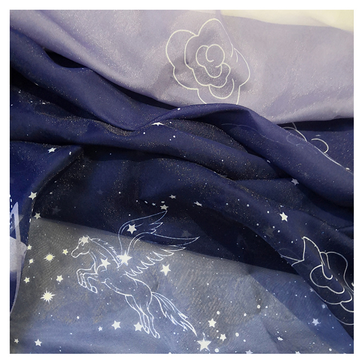 Spot silk composite gradient chiffon digital printing fabric lolita starry sky dress fabric