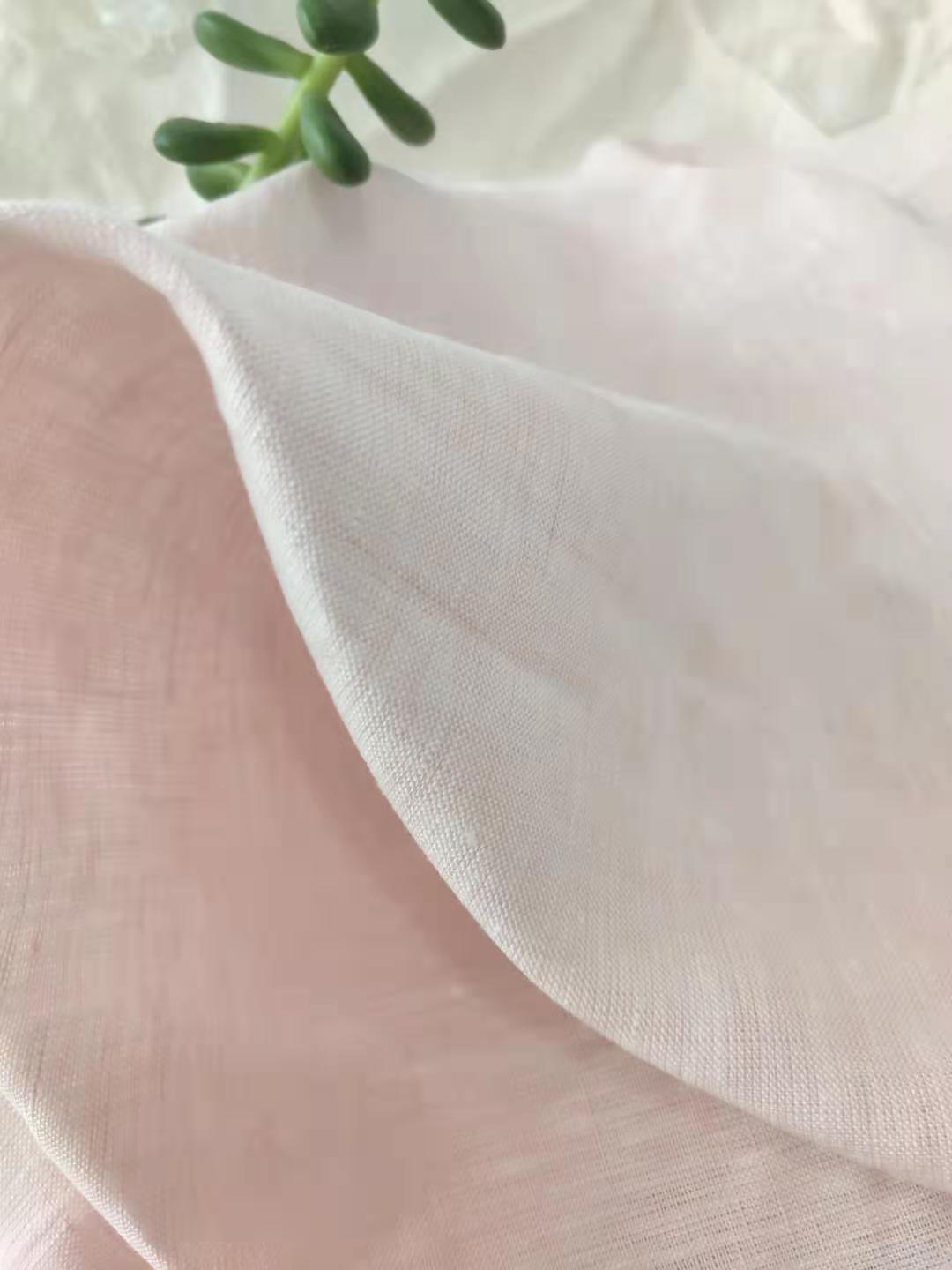 Picture of Meat pink pure linen fabric Light pink linen four-piece set Nordic linen sheet fabric curtain fabric
