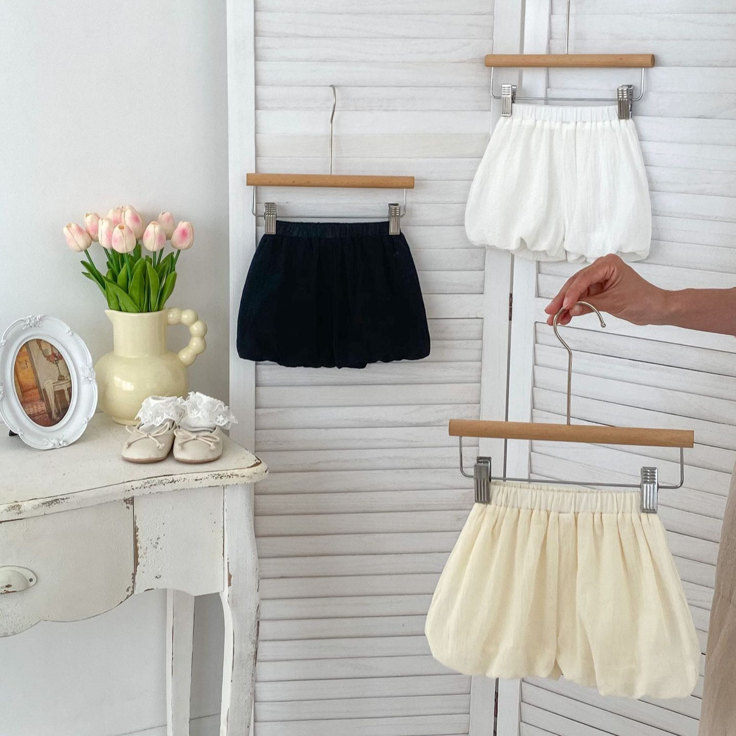 Picture of Ins Summer Thin Pants for Infants and Young Children Pure Color Baby Versatile Flower Bud Bloomers Casual Simple Shorts
