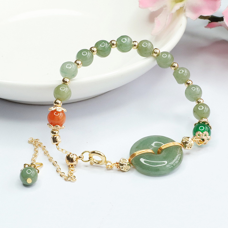 Picture of As Yu natural Burmese jadeite oil green peace buckle bracelet jade bracelet wholesale live generation FC3103008