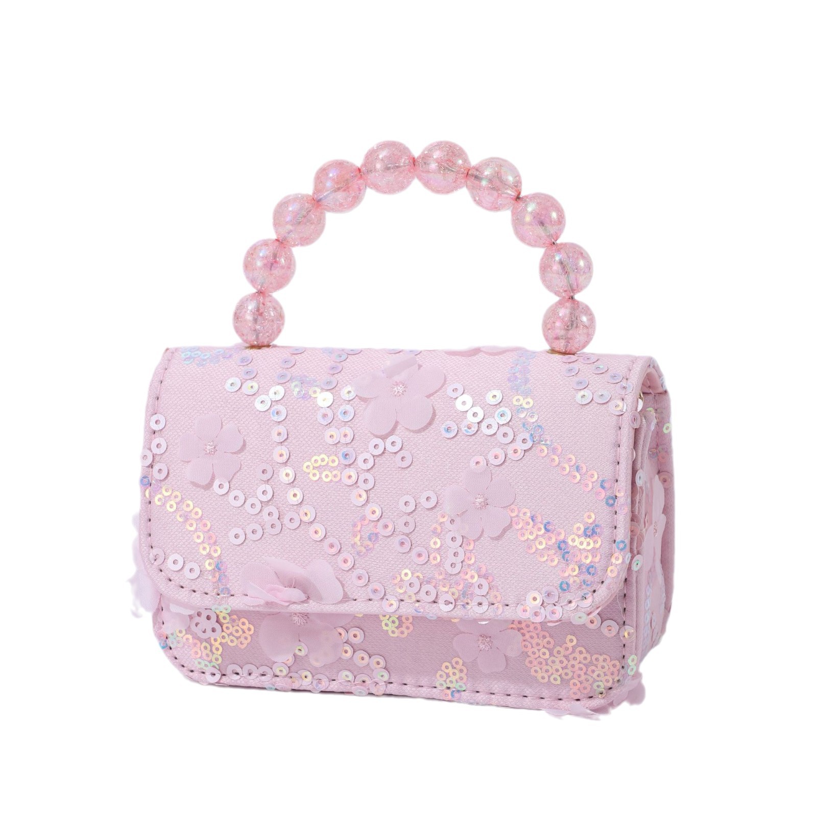 Picture of 2024 new elegant princess style bag girl trend small square bag pearl portable high value sequin bag wholesale