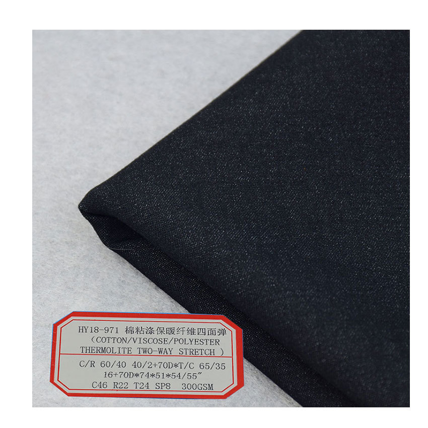 cotton Viscose Polyester Warm Fiber Four-sided Elastic Fabric cotton thermolite Winter Hot Pants Uniform Cloth