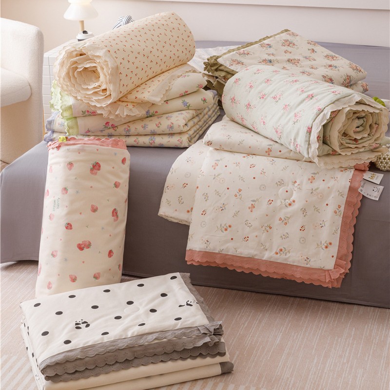 Pure Cotton Summer Quilt Four-Piece Set, Pure Cotton Summer Cool Quilt, Soybean Quilt, Double Quilt Core, Air Conditioning Quilt, Machine Washable Soybean Fiber
