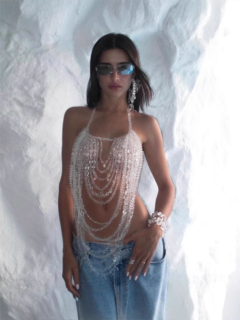 Picture of European and American Cross-Border Women's Clothing Sexy Exaggerated Fashion Beaded Element Body Clothing Chain Nightclub Chest Chain B24696