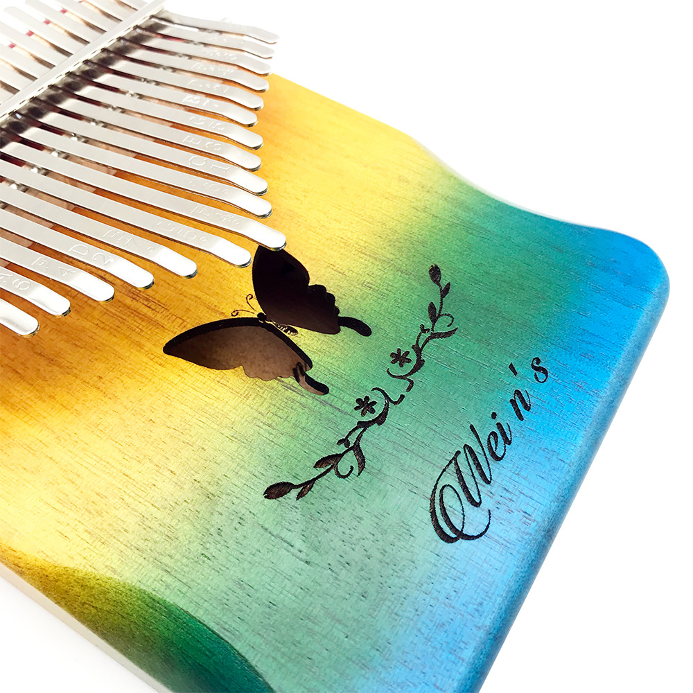 Picture of Thumb Piano 17-Tone Kalimba Kalimba 21-Tone Kalimba Finger Piano Instrument Solid Wood Rainbow Model