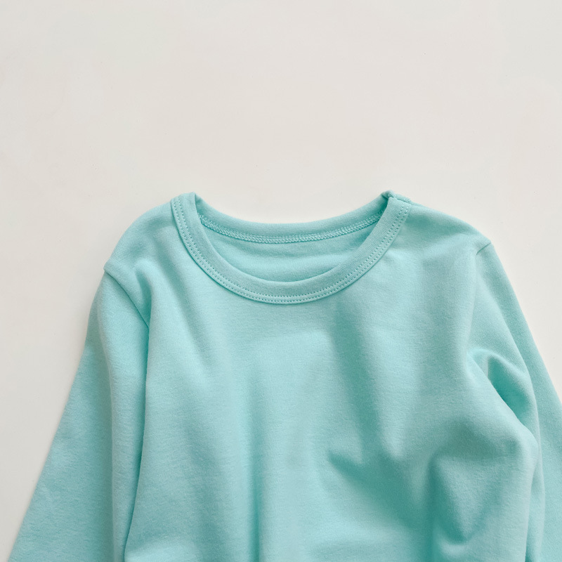 Picture of Children's Pure Cotton Thermal Underwear Boys' Bottoming Shirt Autumn and Winter Girls' Autumn Clothes Single-Piece Top Mid-Children's Half-High Collar Baby