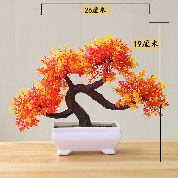 Picture of Sakura Snowball Simulated Plant Potted Grass Ball Bonsai Small Tree Home Decoration Flower Ornament Creative Mini Small Round Ball
