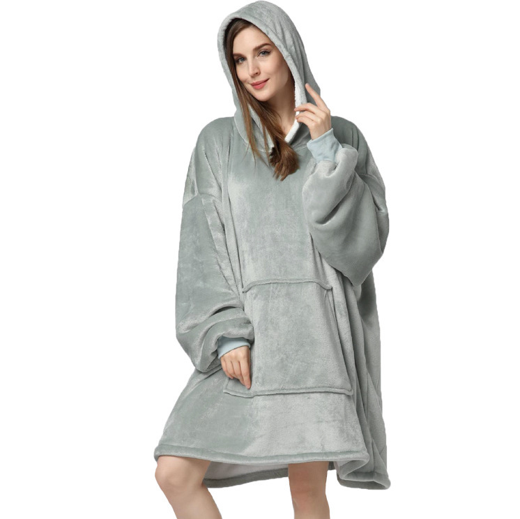 Picture of TV Explosions hugglehoodie Pullover Fleece Clothing Hooded Outdoor Cold-proof Warm Lazy TV Blanket Nightgown Women