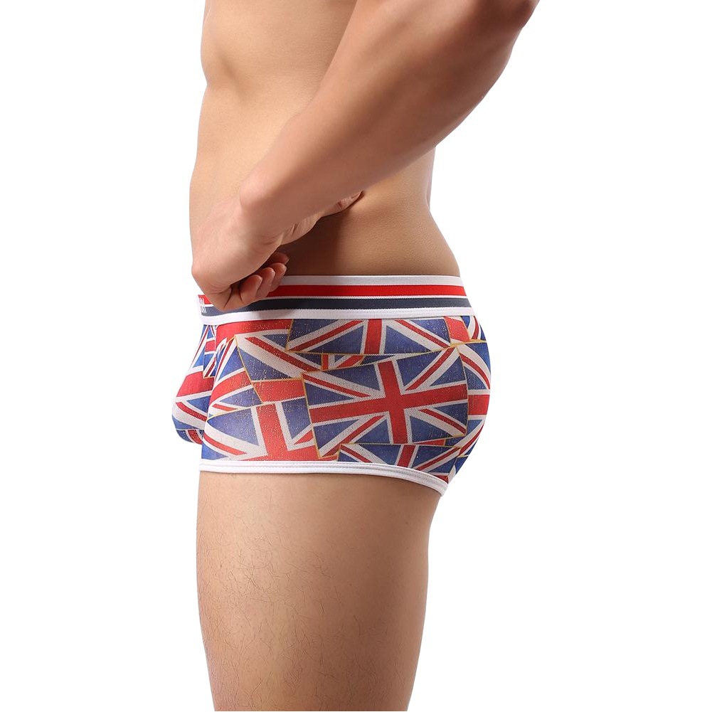 Men's Underwear Men's Gauze Translucent American Flag Sexy Boxers Low Waist Underwear Men's Shorts B103