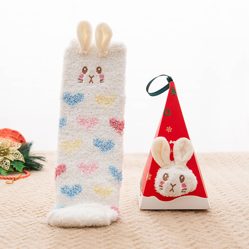 Picture of Japanese Style Three-Dimensional Cartoon Floor Socks Sleep Socks Coral Fleece Socks Women's Winter Towel Socks Thickened Warm Plush