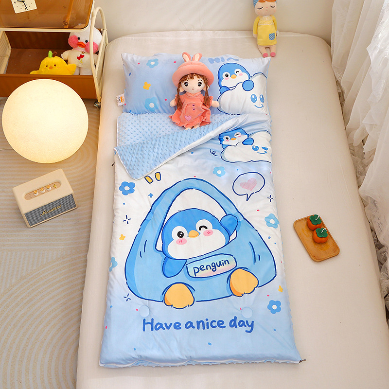 Picture of Cross-border foreign trade autumn and winter thickened large version of cartoon children's kindergarten baby velvet peas velvet sleeping bag kick-proof quilt wholesale