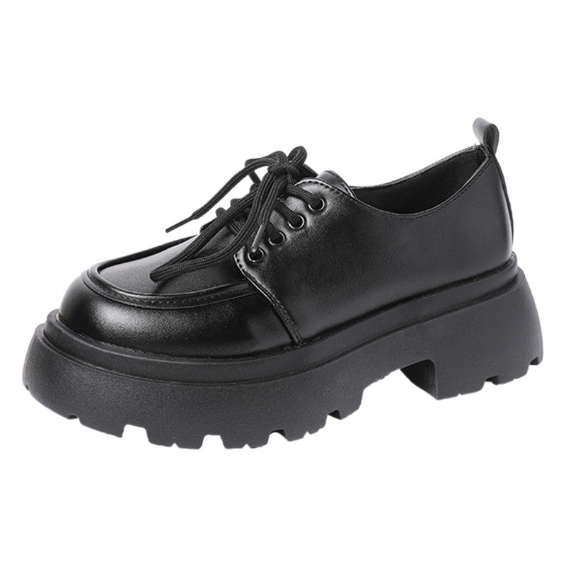 2024 Spring New British Style Black Small Leather Shoes Women's Retro Autumn Loafers Platform Thick Sole Casual Shoes