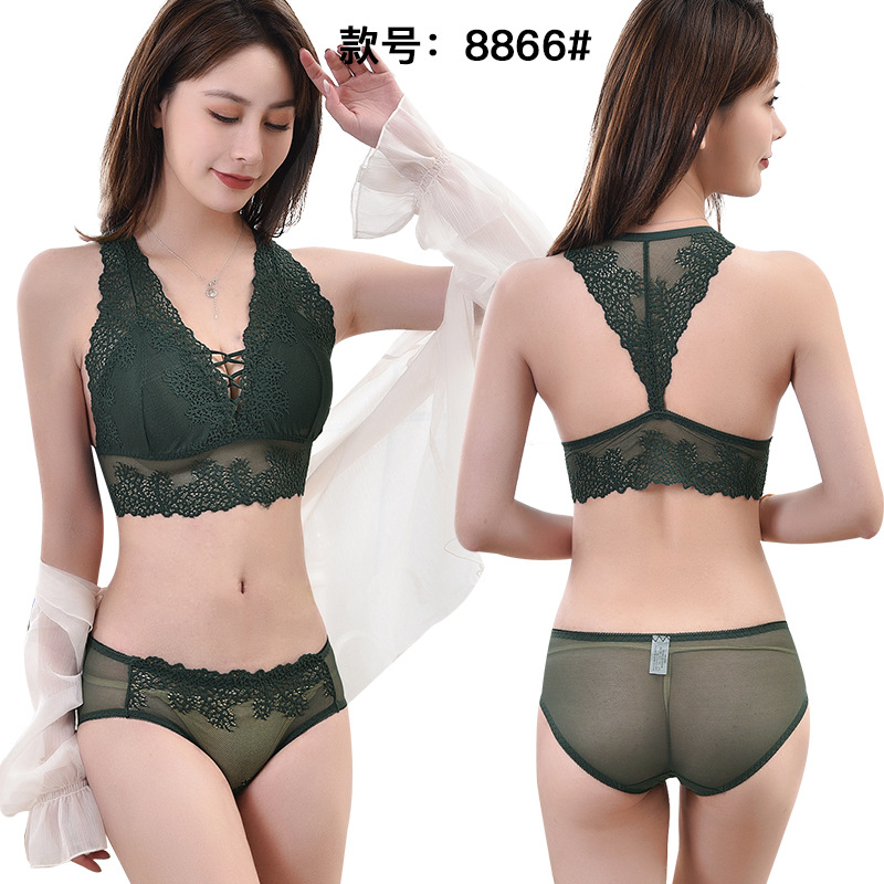 Set Lace Beautiful Back Women's Tube Wrapped Chest Sexy Cross X-Shaped Hollow Vest Chest Pad Detachable Bra for Women